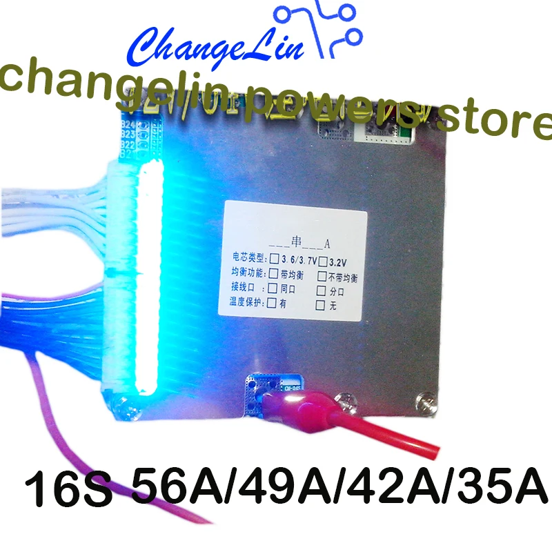 

16S 48V 60V 35A-56A Lipo Lifepo4 Li-ion Lithium Battery Protection Board BMS Polymer Indicators for EV Electric Vehicle ebike