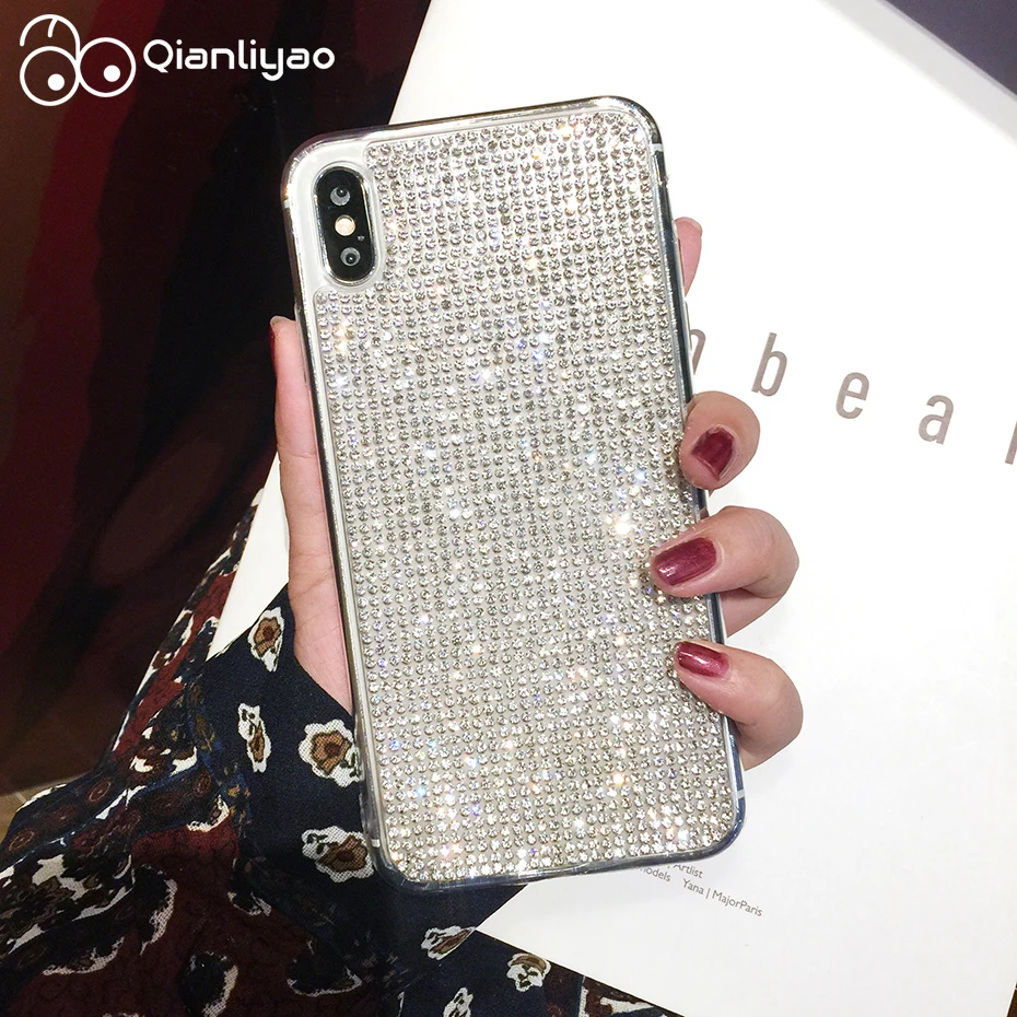 

Qianliyao Rhinestone Luxury Bling Phone Case For iphone 6 6S 7 8 Plus X XS Max XR Cases Soft TPU Back Cover Coque Capa Fundas