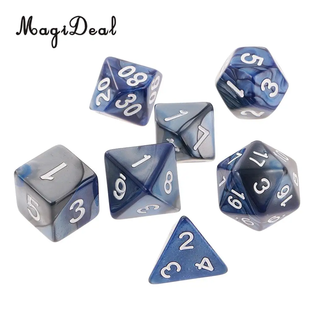 MagiDeal 7Pcs/Lot Acrylic Polyhedral Dice 16mm for Dungeons and Dragons Table Games Family Party Club Bar Funny Toys 6 Colors