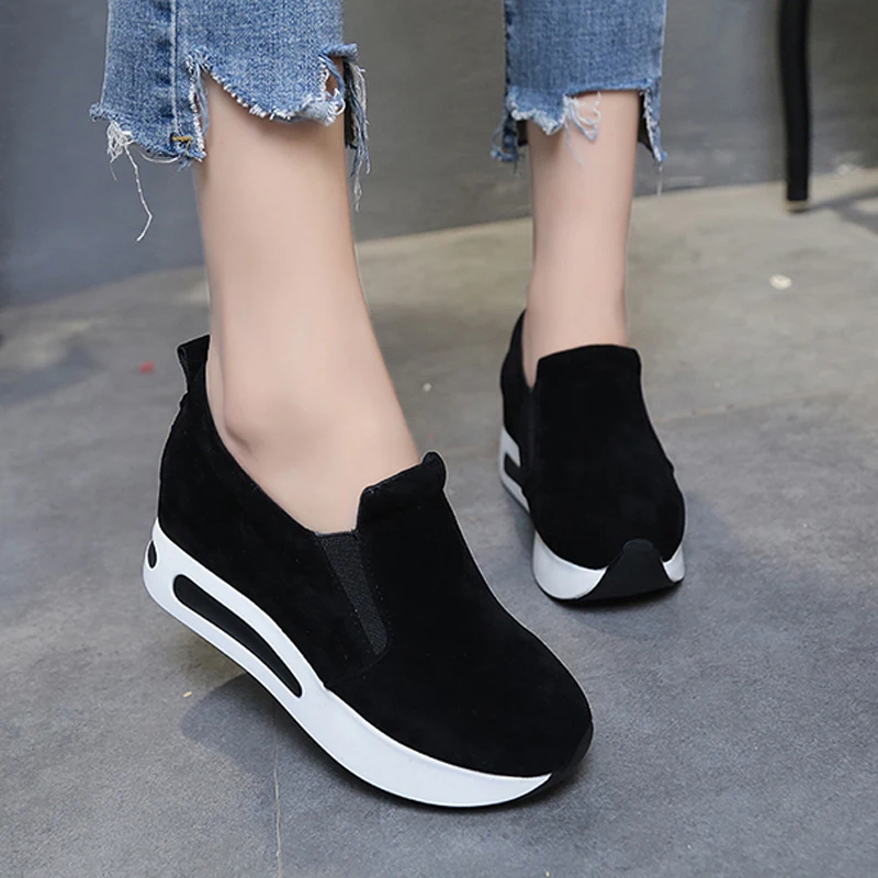 Wanita Datar Modis Platform Pantofel Wanita Sepatu Tenis Feminino Flock