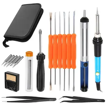 

60W 110V/220V Adjustable Electric Temperature Welding Soldering Iron Tool Kit with 5pcs Soldering Iron Tips Welding Gun