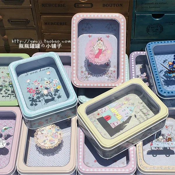 

2pcs/lot Transparent Cover Graffiti Printings Jewerly Box Tin Candy & Cookies Box Chocolate Gift Box Bird's Nest Box HOT