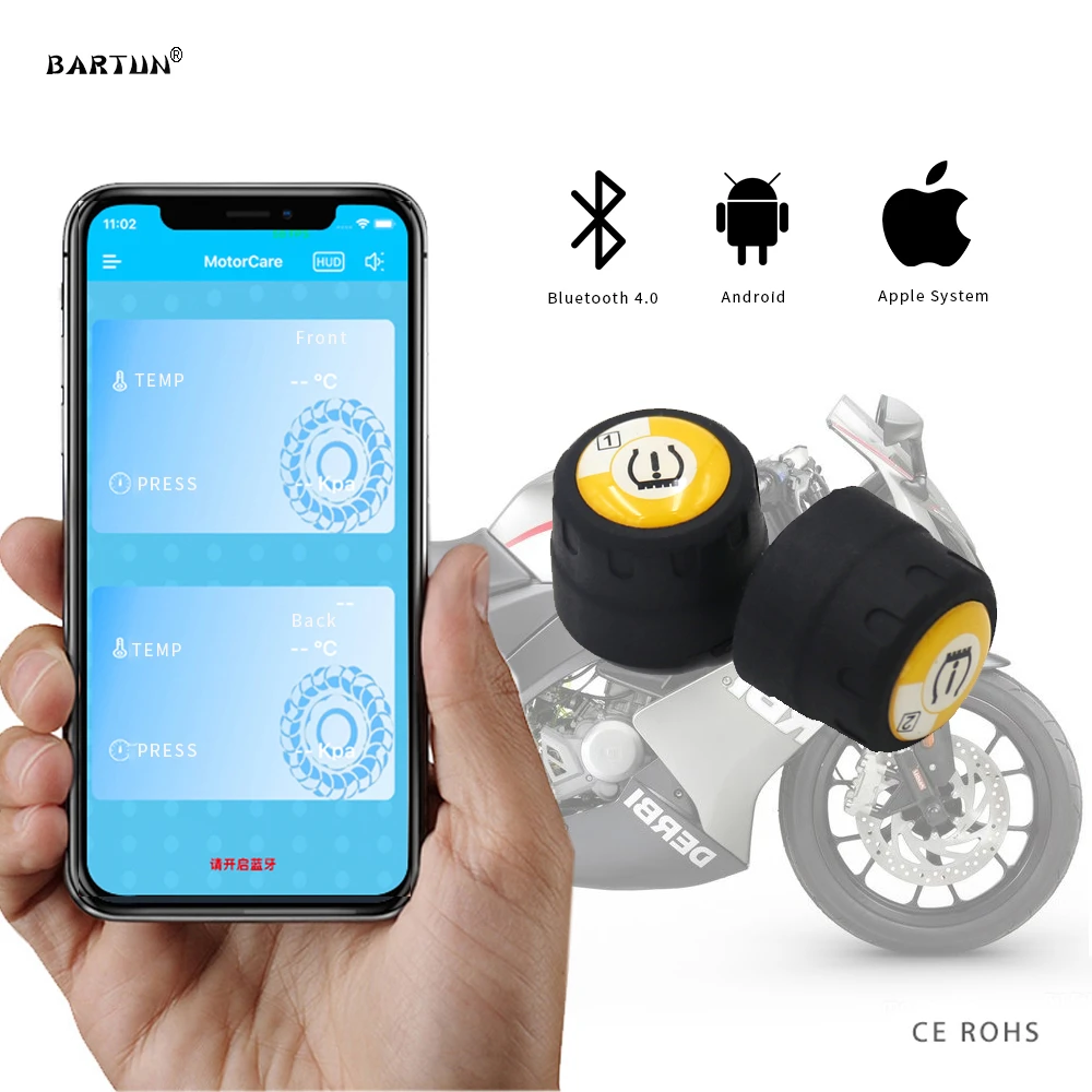 Motorcycle BT 4.0 Tire Pressure Monitor System TPMS for Andriod for iOS 4 Sensor