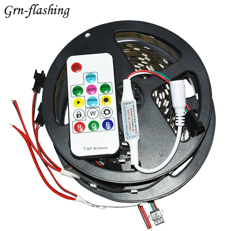 

5M DC 5V smart led strip WS2812 IC Individually Addressable SMD 5050 Black/White PCB 30 pixels/leds/m TV backlight decoration