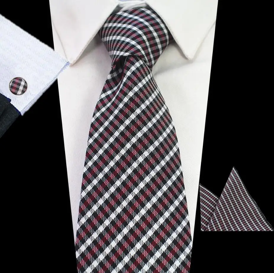 RBOCOTT модный галстук синий Пейсли& Цветочный шейный платок мужской 8 см галстук, носовой платок, запонки набор плед& точка красный свадебный галстук коричневый - Цвет: 34