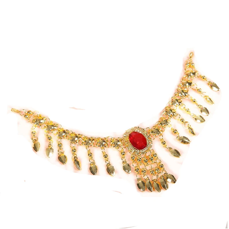 Золотое ожерелье для танца живота, индийские аксессуары для танцев, индийские аксессуары для волос - Окраска металла: Золотой цвет