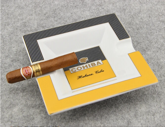 Hot Sale Perfect Cohiba Cigar Ashtray Classic Ceramic Ashtray 2 Cigars