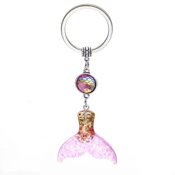 

10 Pcs/lot Mermaid Tail Scale Key Chain for Women Girls 2018 Summer Fashion Fairy Tale Story Keyring Handbag Pendant Wholesale