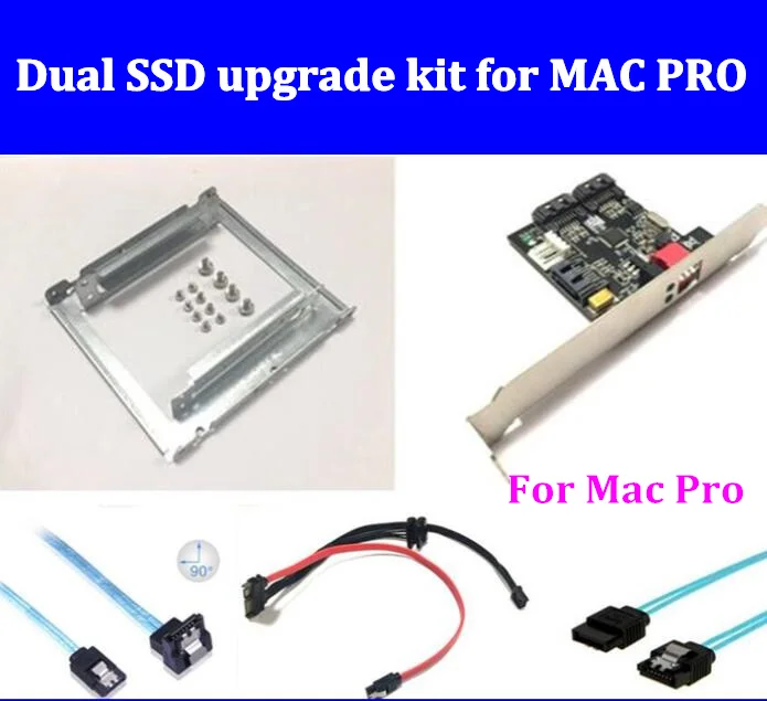 

Dual SSD upgrade RAID kit for MACPRO 1.1-5.1 inclued (dual ssd tray/ sata cable/ HW RAID card /SATA3.0 Hard Disk Data Cable)