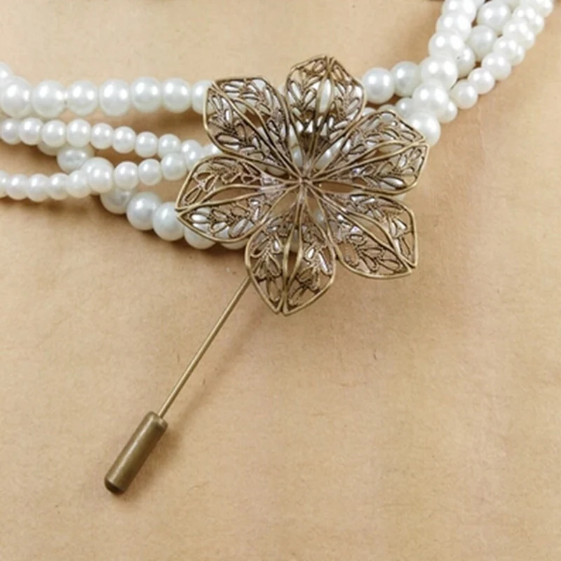 100piece 40mm flower antique brass bronze brooch bar pin backs safty