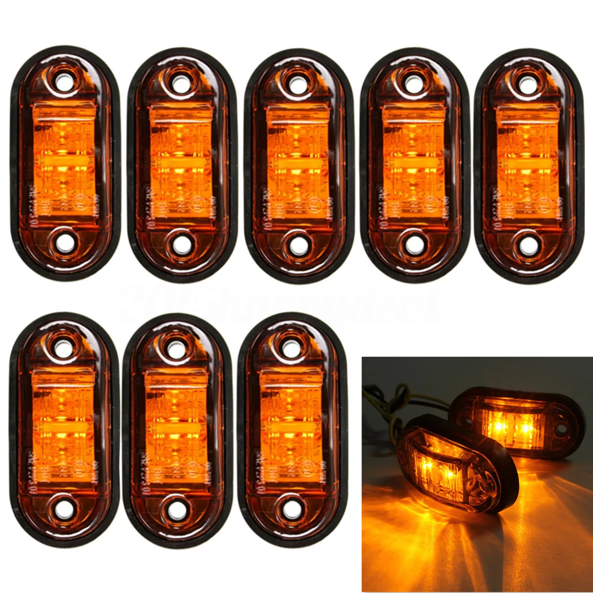 

12V 2 LED Side Indicator Light Truck Trailer LED Side Light Piranha Edge Light.