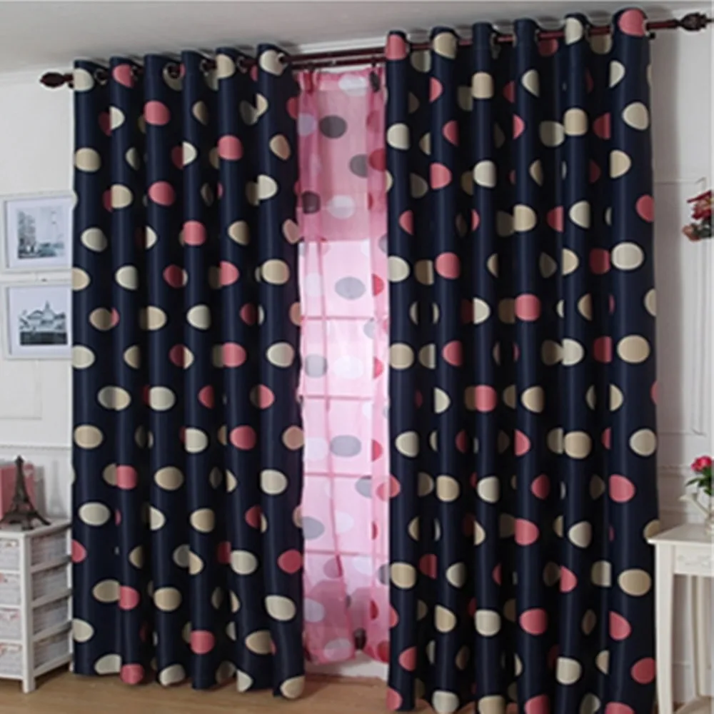 

1 Panel Princess Pink Blue Round Dot blackout curtains Boy Girls Kids bedroom Curtain living room Sheer Tulle curtains AA8
