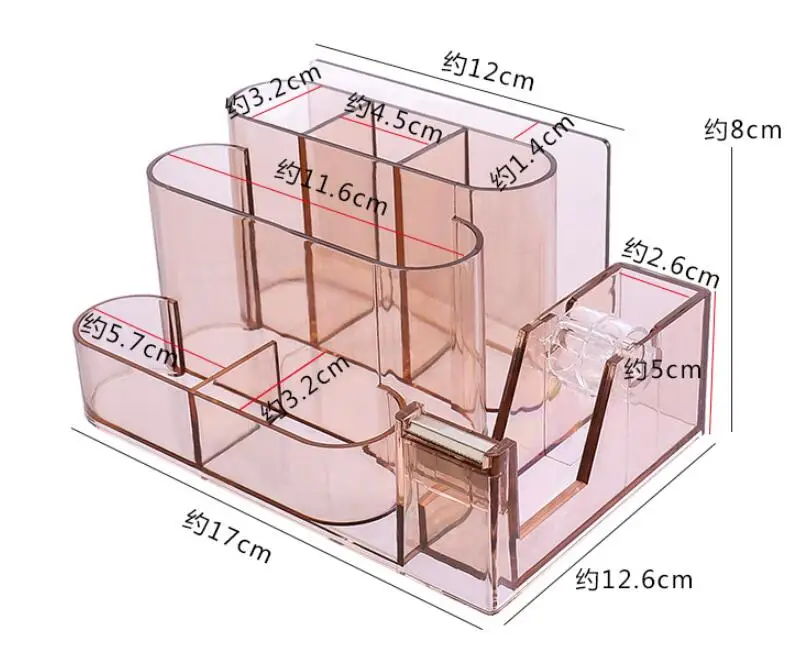 Прозрачная канцелярская коробка для хранения, креативный Настольный органайзер, пластиковый отсек, держатель для ручки, Офисные аксессуары