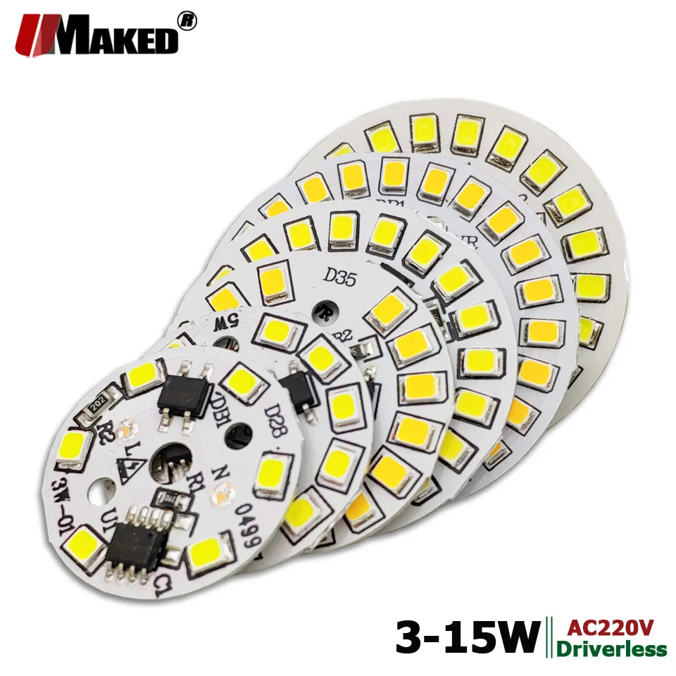 10pc Full Power AC220V LED Bulb lamp plate 3W 5W 7W 9W 12W 15W SMD2835
