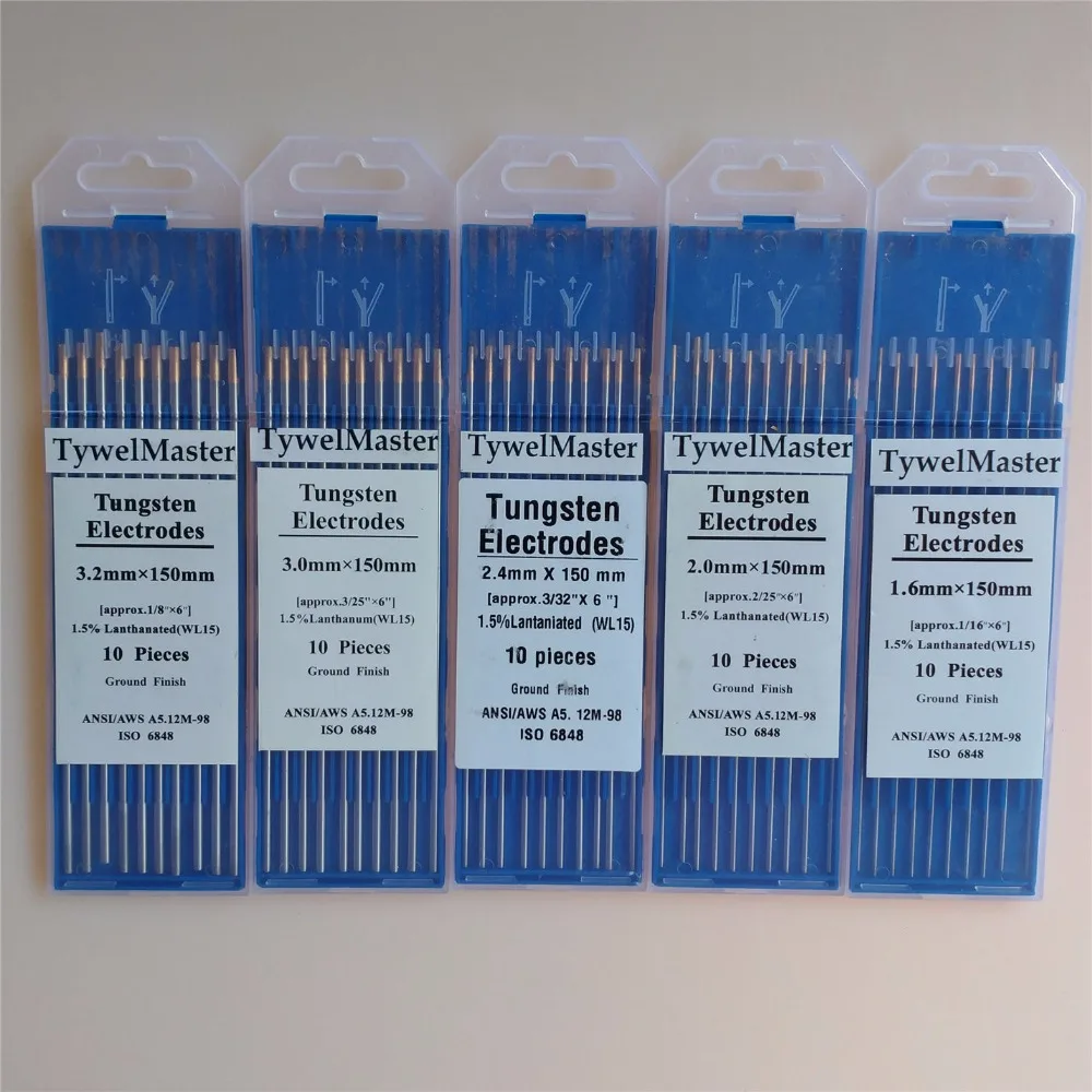 

Professional Tig Rod WL15 Tungsten Electrode 1.6mm(1/16")x150mm(6") 10pcs/Pack 1.5% Lanthanated Golden Color for Tig Welding
