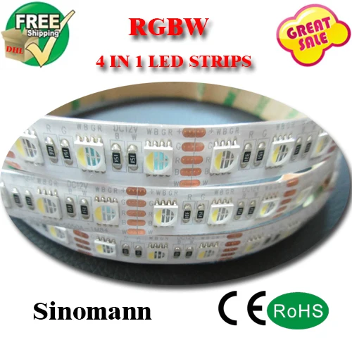 RGBW светодиодные полосы 5 м DC12V 10 мм PCB SMD fita De LED 5050 Светодиодные полосы 4 цвета в 1 LED RGB + белый/теплый белый/черный PCB IP65