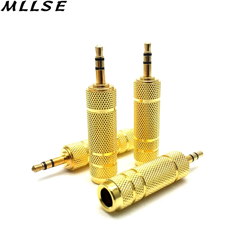 

MLLSE 2Pcs/lot Gold 3.5mm Male to 6.5mm Female Adapter Jack Stereo Audio Adapter for Microphone Headphone AUX Convertor