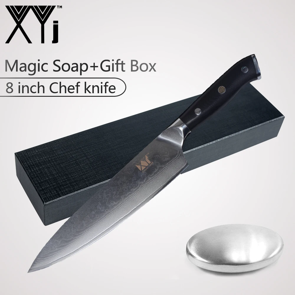 XYj VG10 Japanese Damascus Steel Kitchen Knife Sharp 8 inch Chef Knife