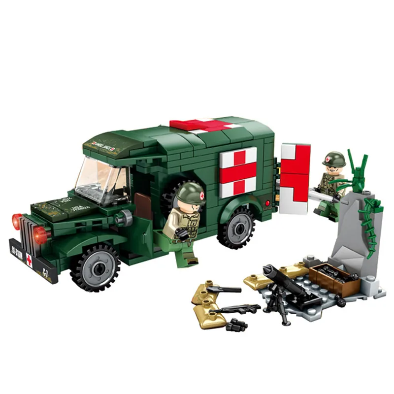 

2019 World War II WW2 Classic Military US Military Ambulance Figures Building Blocks Bricks Kids Toys Compatible With Lego