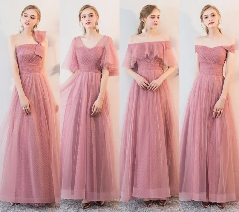 

New Arrivals Dark Pink Bridesmaid Dresses 2019 Bride Elegant Dress Women for Wedding Party Special Occasion