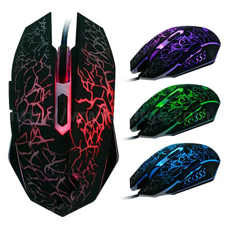 

New 2400DPI Wired USB Optical Comupter PC Laptop Mice 3 Buttons w/ 7 Color breathing LED Gaming Gamer Ergonomic Mouse - Black