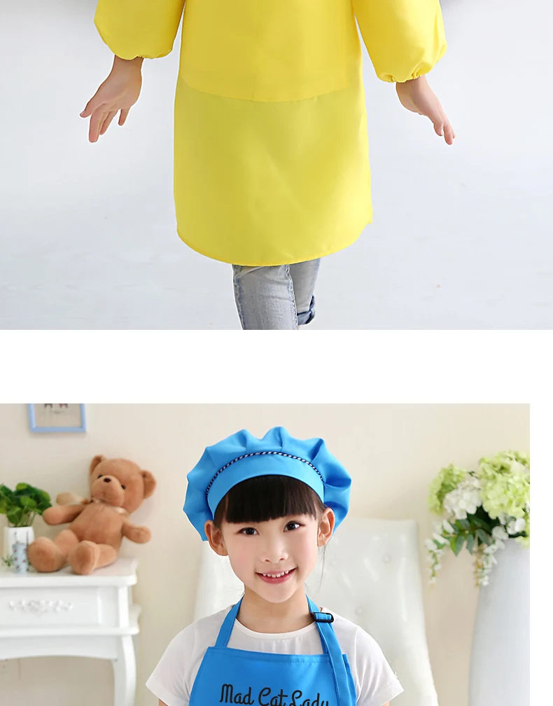 Родитель-ребенок противообрастающий Детский фартук искусство для детского сада живопись детей diy приготовления выпечки одежда шляпа рукава