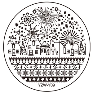 Y09 Новогодняя тема ногтей штамповка пластины YZWLE шаблон DIY печать ногтей изображения пластины набор - Цвет: Y09