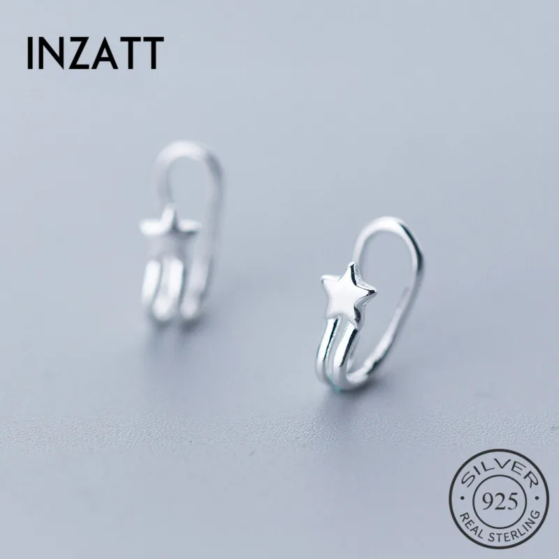 

INZATT Real 925 Sterling Silver Classic Star Clip Earrings For Women Party Minimalist Fine Jewelry 2019 Accessories Gift