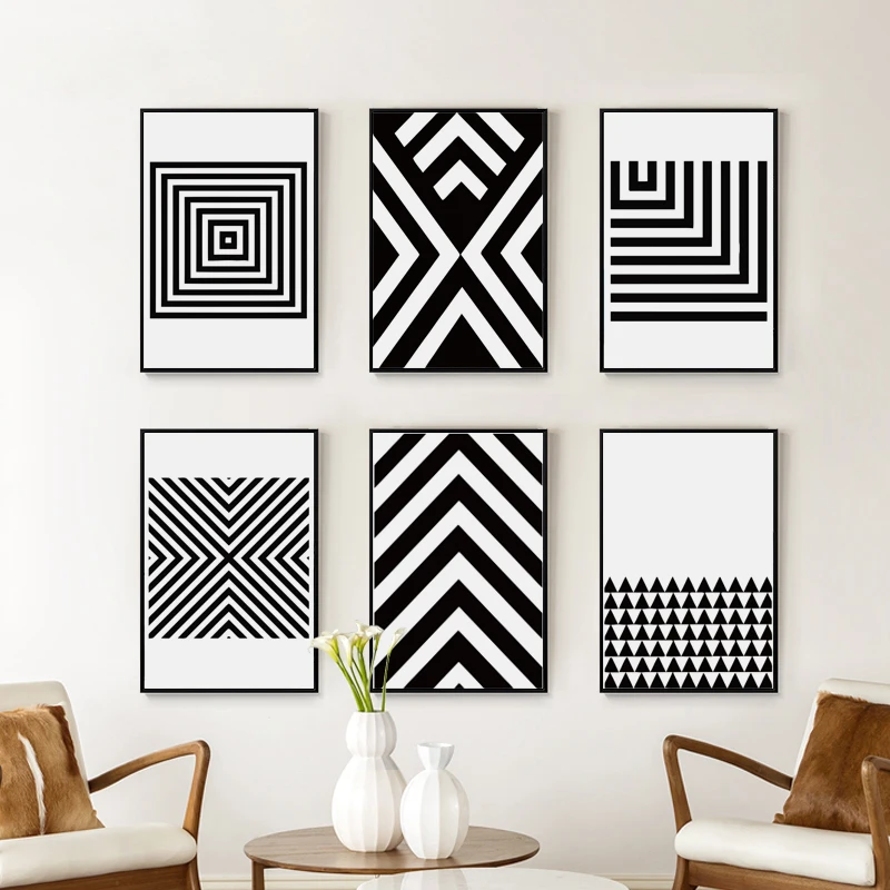 Black And White Abstract Geometric Pattern Canvas Art Painting Print Poster  Picture Wall Office Bedroom Modern Home Decor A2a3a4 - Painting &  Calligraphy - AliExpress