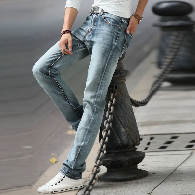 

2018 Autumn New Style Men Vintage Pencil Jeans Casual Slim Male Pants Solid Men's Harem Jeans Legging Denim Pants Gray Trousers