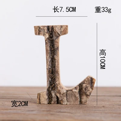 Вместе с корой твердой древесины Ретро Деревянный Английский алфавит номер для кафетерий бар украшение дома Винтаж DIY буквы - Цвет: L