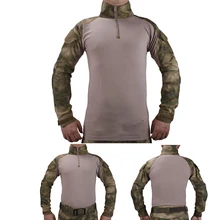 Тактические Боевые футболки BDU, военная камуфляжная футболка, страйкбольная Пейнтбольная охотничья одежда с налокотниками A-TACS/FG