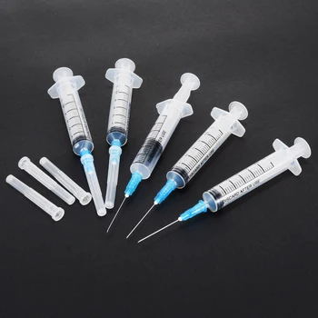 

10 Pieces/Set 5ml Syring SharpTip Syringe Plastic Sterile Syringe With Sharp End Tip Needle and Storage Cap For Various Gels