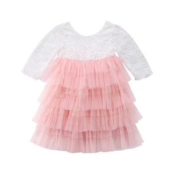 

Sweety Kids Newborn Baby Girl Lace Tulle Party Pageant Dress Prom Wedding Mesh Backless Dresses Toddler Gilr Long Sleeve Vestido