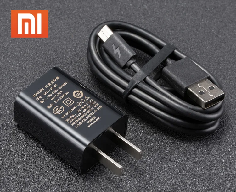 Original Xiaomi USB Charger 5V 2A Power Adapter + Micro USB Data Cable