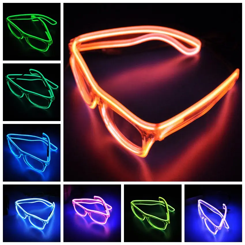 

Christmas Glowing Glasses Halloween Glitter Glasses Fluorescent Glasses Glowing Personality El Wire Led Light Up Flashing