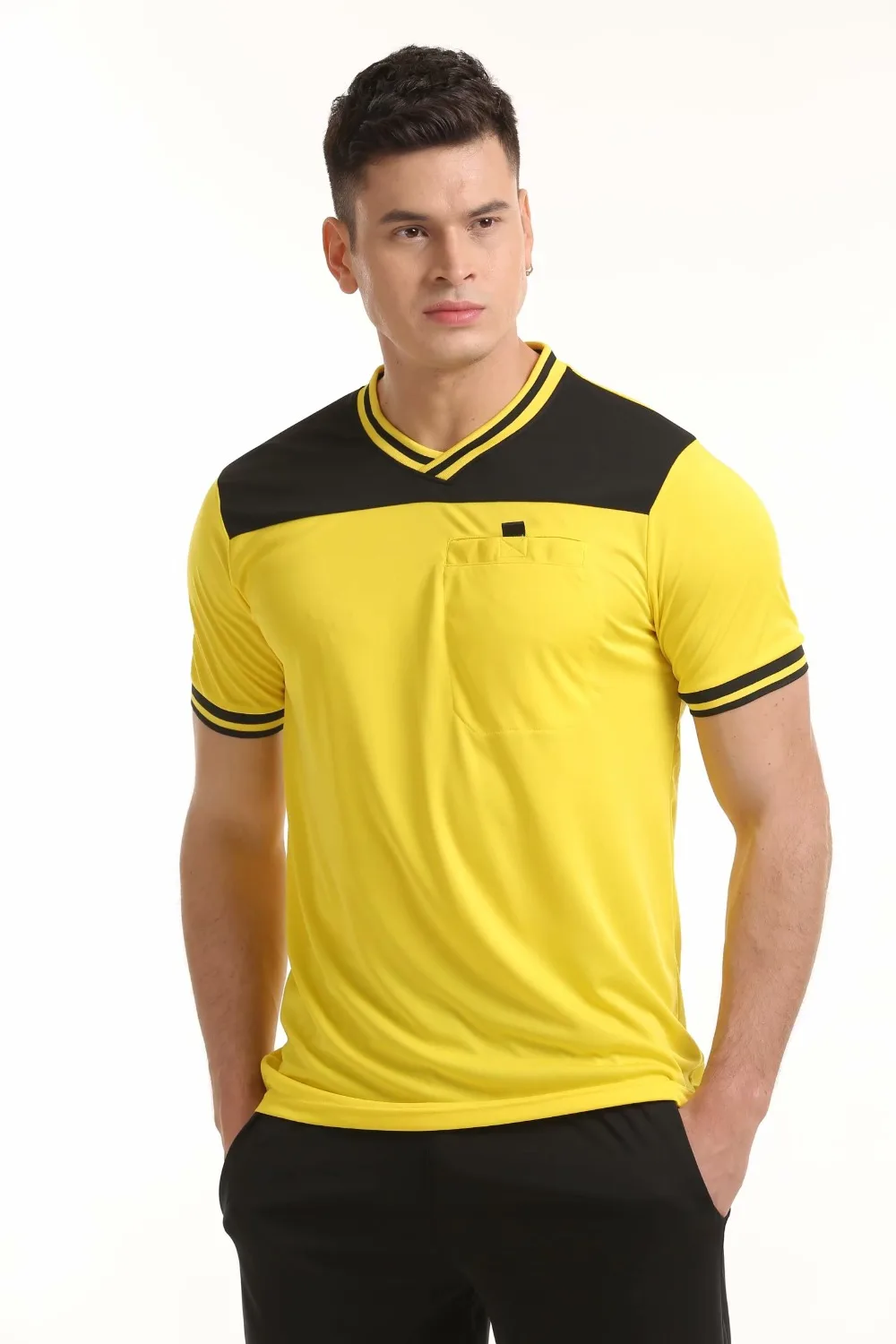 Soccer Referee Jerseys Kit Professional Competition Referee Clothing V-neck Football Judge Uniforms Short Sportswear