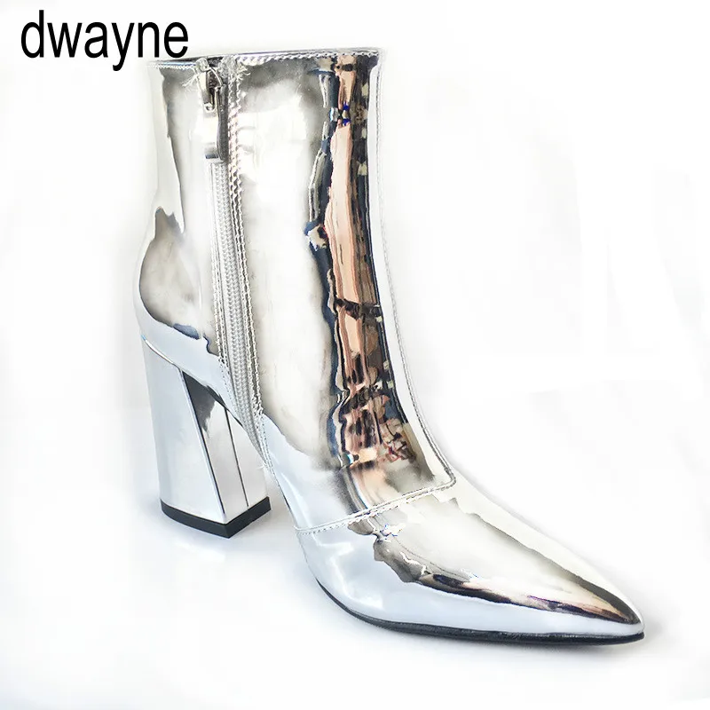 silver patent leather boots
