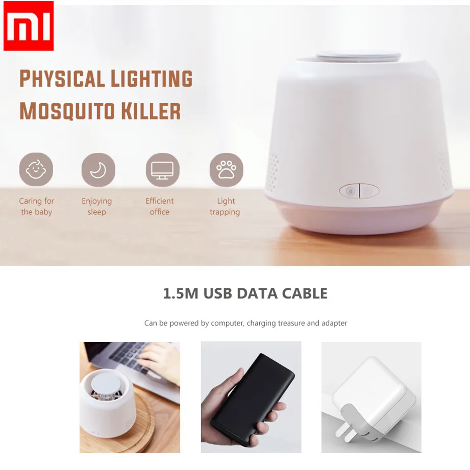

Xiaomi Mosquito Killer Lamp USB Physical Bionic Light Source 2 In 1 Lighting Anti-Mosquito Energy-Saving Auto-Off Protection