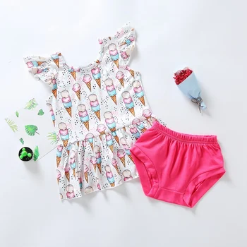 

Newborn Baby Girl Clothing Dress Tops Shorts Pants Cute Ice Cream Fashion Casual Infant Clothes Outfit 2pcs Set