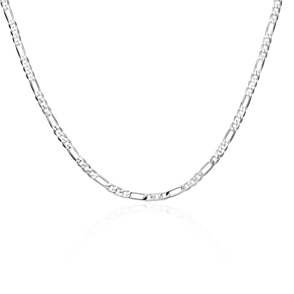GNIMEGIL Men's Jewelry Long Necklace,Silver Color Figaro Chains for Men