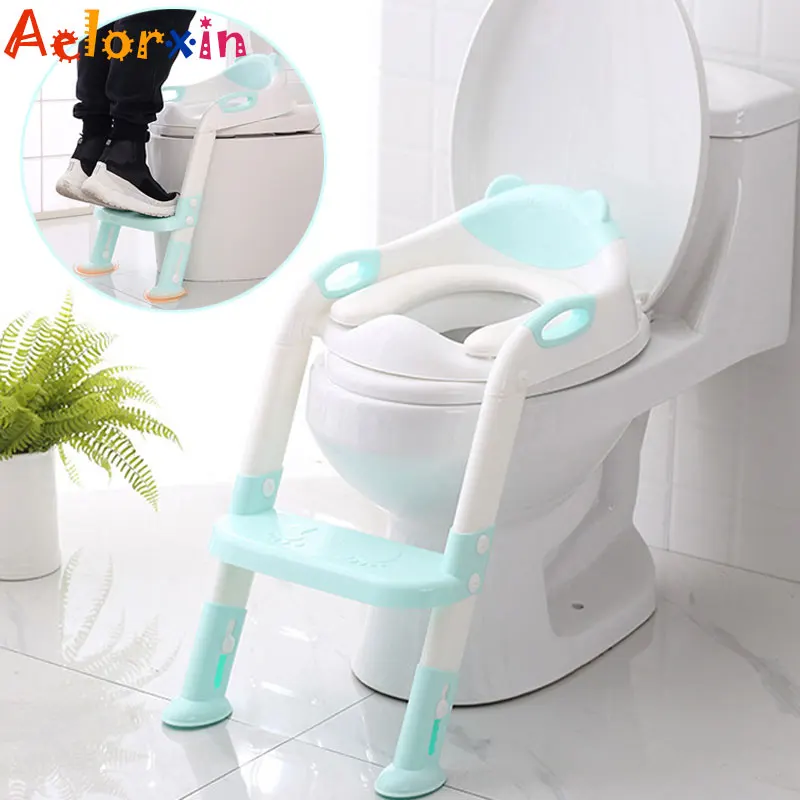  Baby Toilet Ladder Baby Child Potty Toilet Trainer Seat Step Stool Ladder Adjustable Training Chair