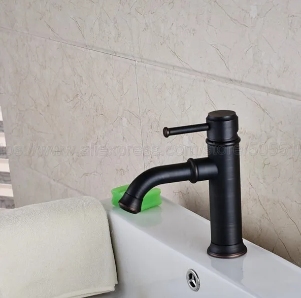 Bathroom Black Oil Rubbed Brass Basin Faucet Single Handle Bathroom Sink Faucet Cold and Hot Mixer Water znf286