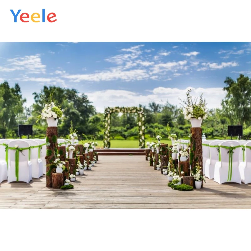 

Yeele Park Flowers Arch Door Chairs Wedding Scene Photography Backgrounds Customized Photographic Backdrops For Photo Studio