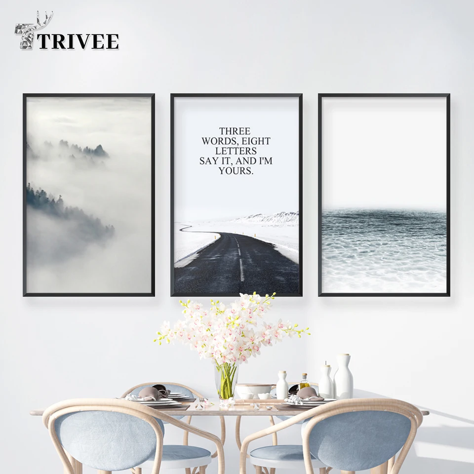Modern Minimalist Printing Canvas Mountain And River Wall Picture Landscape Home Decor Print For Bedroom Living Room | Дом и сад