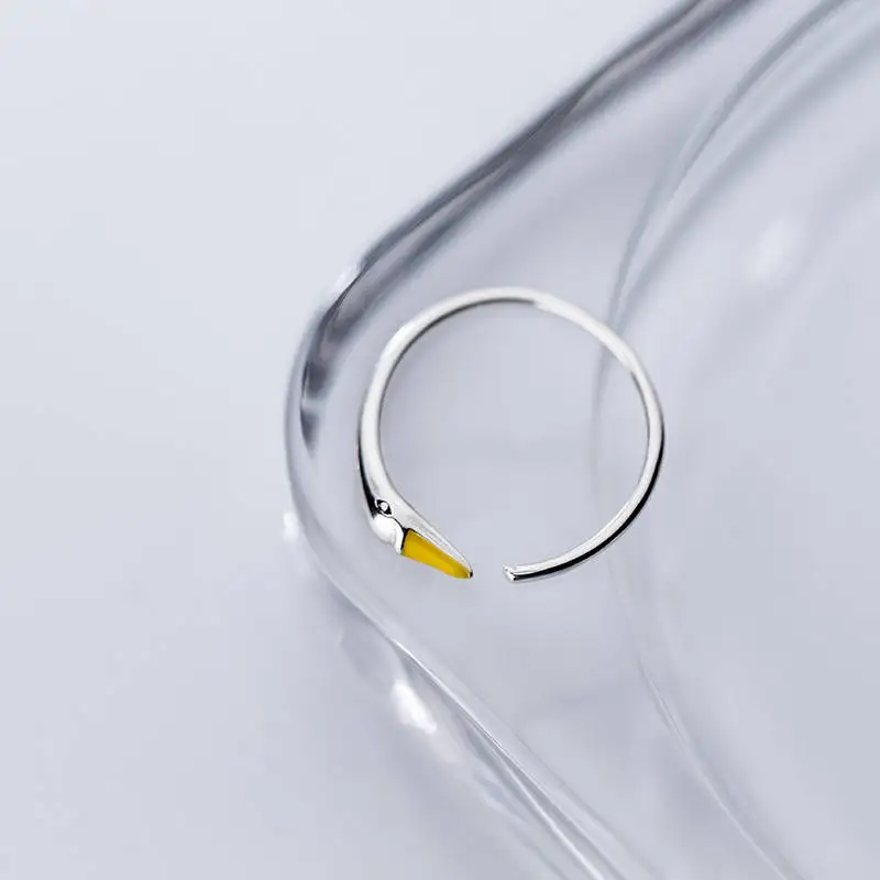 INZATT, настоящее 925 пробы, серебряное, минималистичное, эмалированное кольцо для открытия, для модных женщин, уникальный дизайн, лебедь, кольцо, хорошее ювелирное изделие, аксессуары