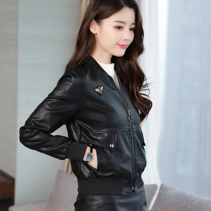 Тема 21 куртка из искусственной кожи женская новая модная черная мотоциклетная куртка Короткая байкерская куртка из искусственной кожи мягкая женская куртка-бомбер