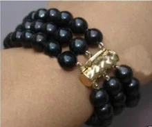 

Women Gift word Love Free shipping beautiful women's black 7-8mm fresh pearl beads bracelet jewelry Lustrous Halske