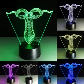 

3D Animal Lamp Goat 7 Color Change Novelty Led Lampara Lava Night Light Home Bedroom Mall Bar Cafe Decor Deer Halloween Gift