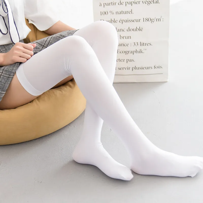 Одноцветные чулки, 1 пара Длинные носки для девочек и школьников тонкие бархатные Гольфы 120D удлиненные высокие носки до бедра для девочек 70 см